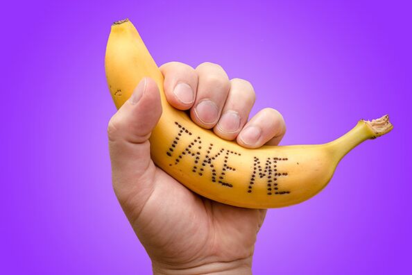 banana in hand symbolizes a penis with an enlarged head