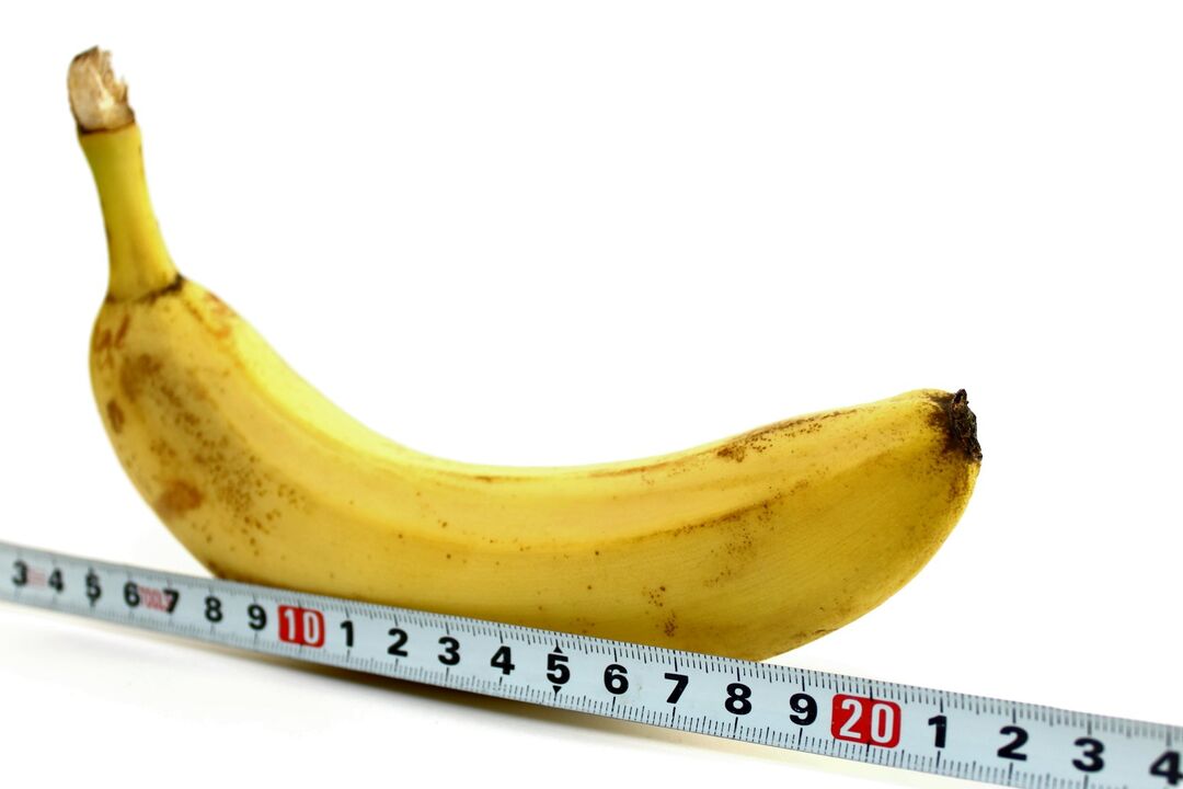 The size of the penis in the example of a banana